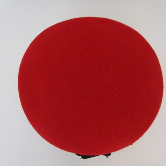 Mushroom Red Wool Visor Brim Cap Hat Patent Leather Brim Flower - Picture 11 of 14